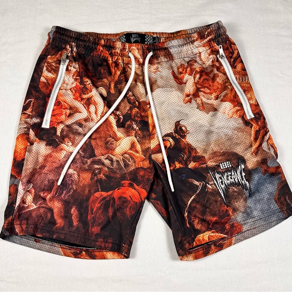 Rebel vengeance Graphic Print Shorts with Drawstring